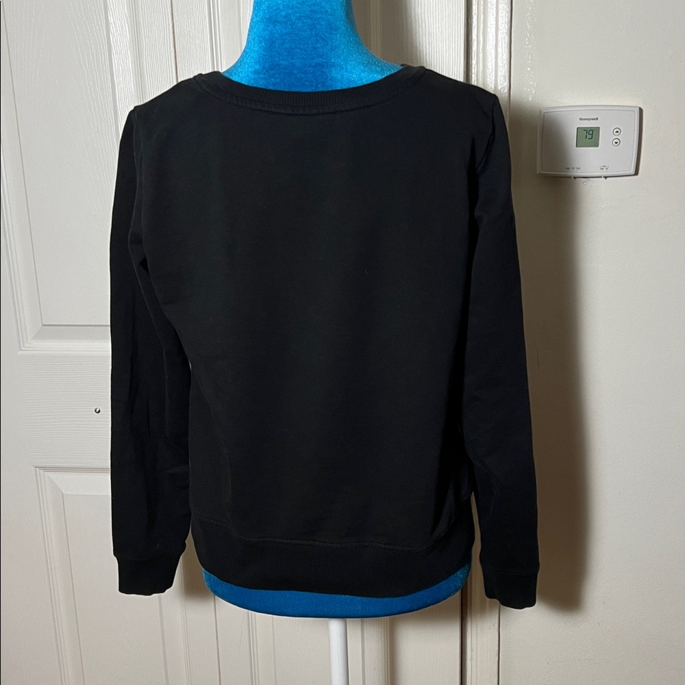 Love Moschino Black Crew Sweatshirt with Cream Distressed Heart - Picture 4 of 6